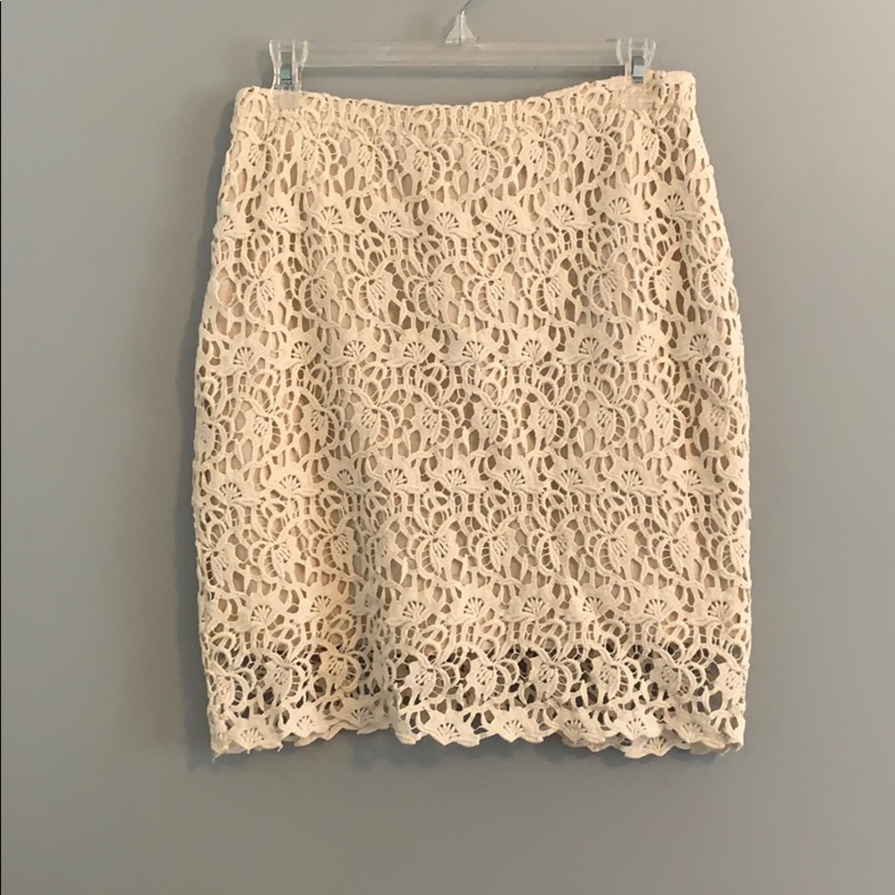 NWOT Cream Eyelet/ lace zippered skirt by Kenar